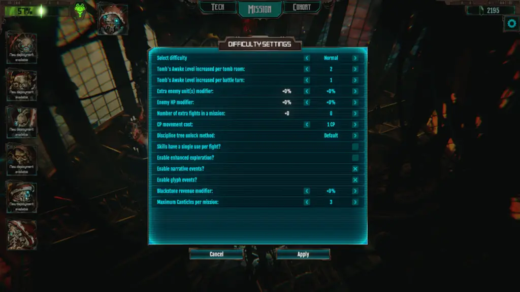Difficulty setting